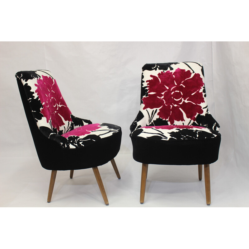 Pair of vintage armchairs, Ungaro fabric - 1950s