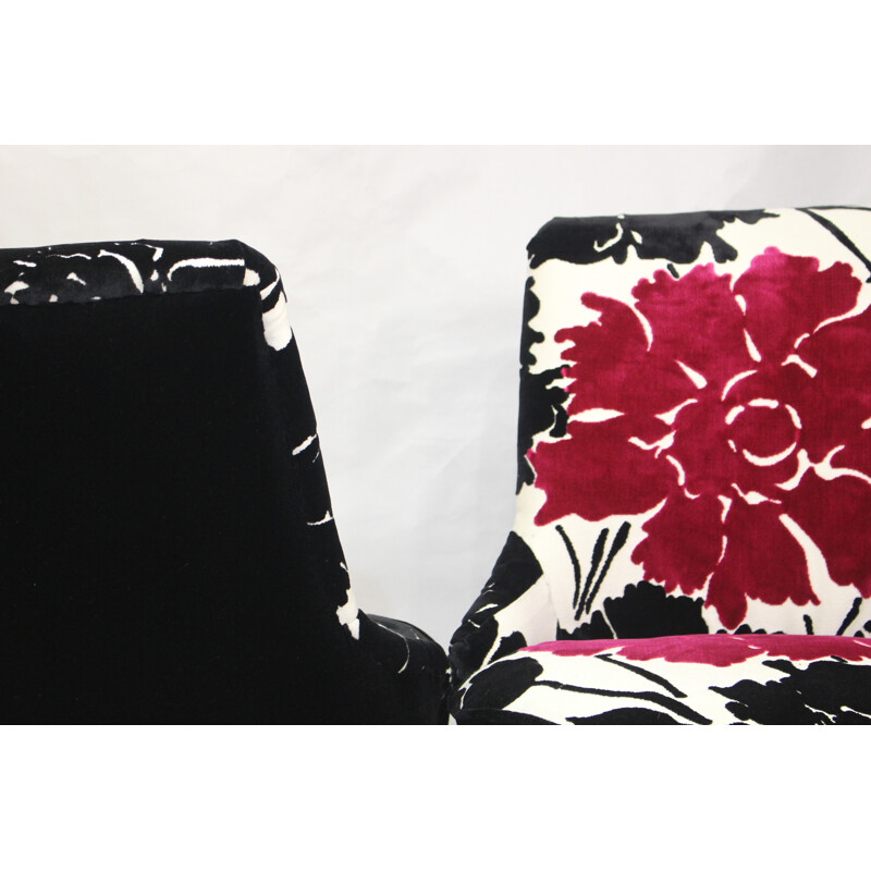 Pair of vintage armchairs, Ungaro fabric - 1950s