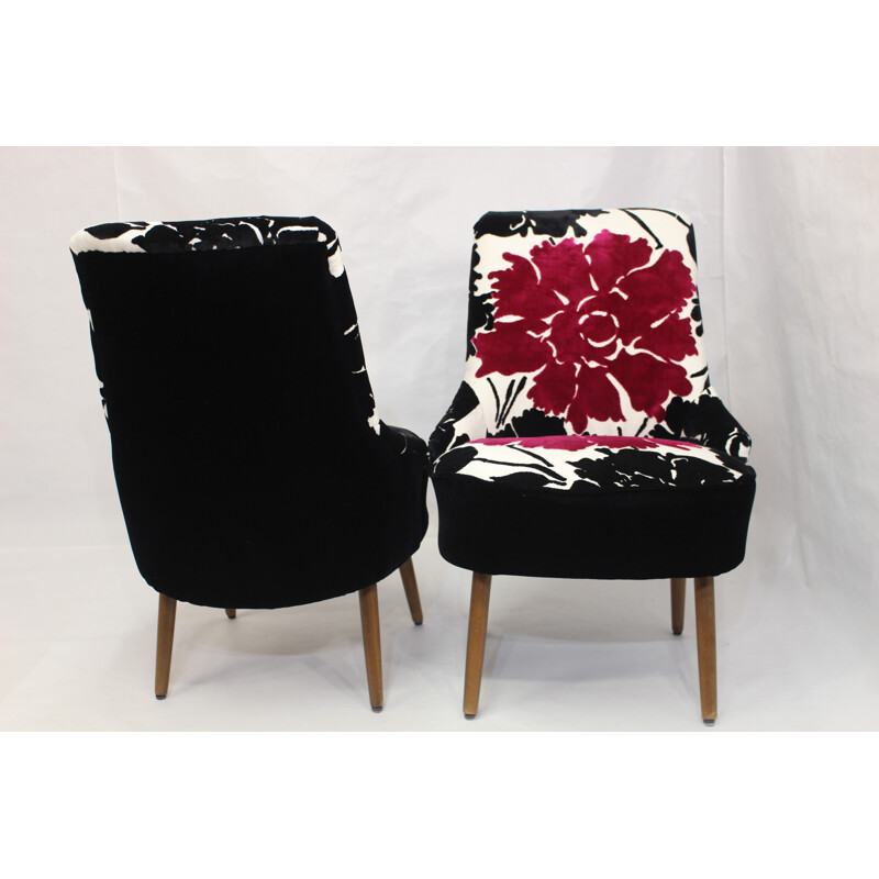 Pair of vintage armchairs, Ungaro fabric - 1950s