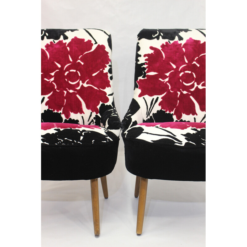 Pair of vintage armchairs, Ungaro fabric - 1950s