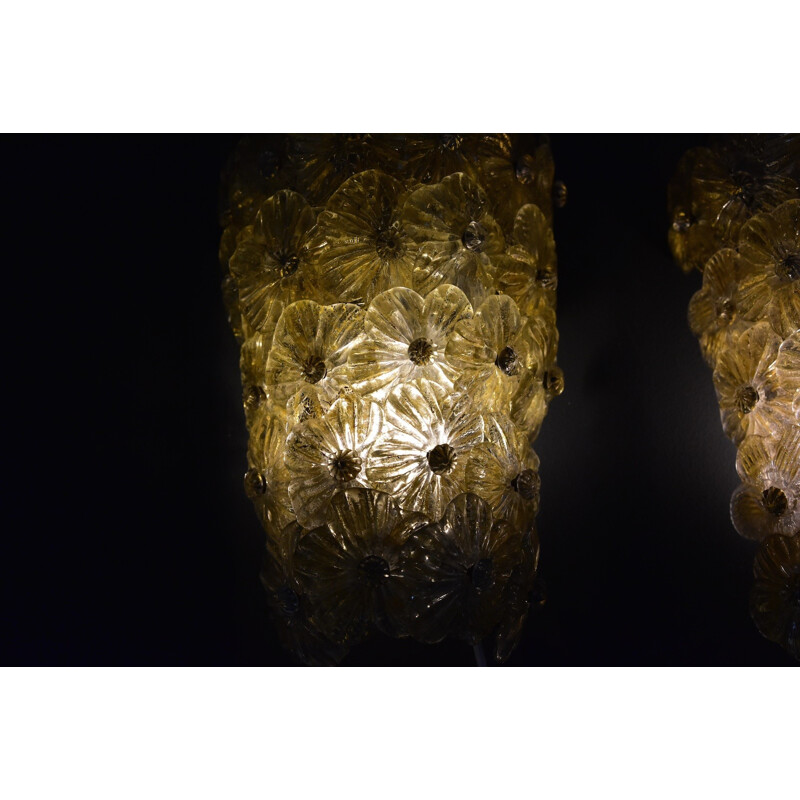 Pair of wall lamps produced by Barovier & Toso Murano - 1950s