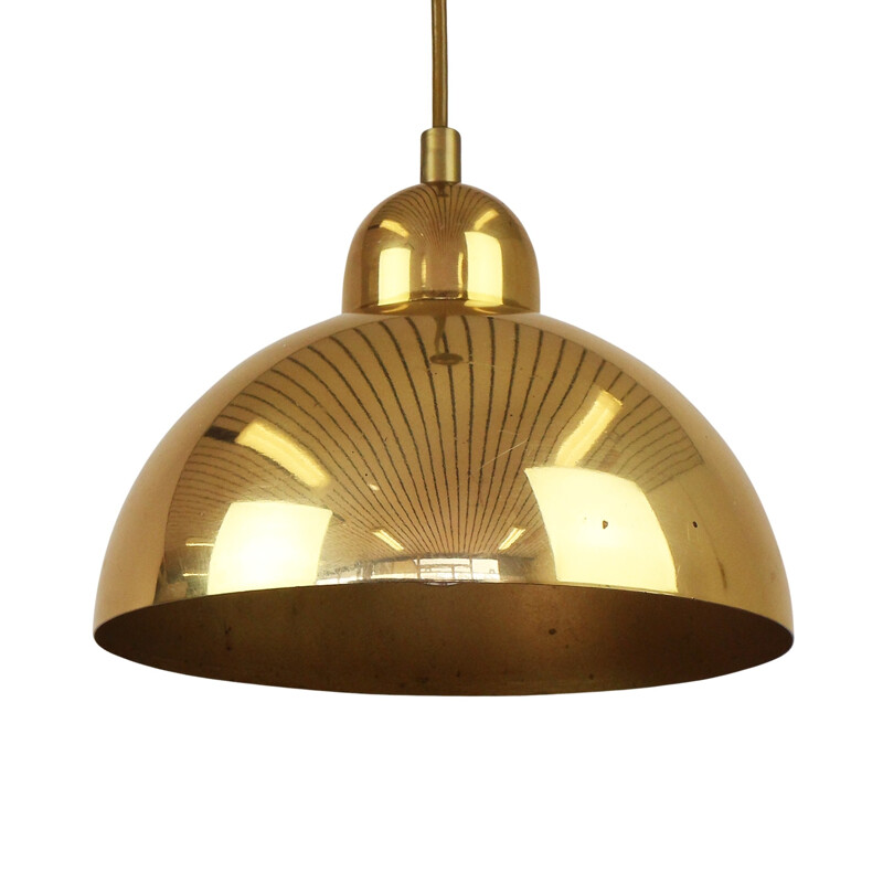 Golden metal vintage hanging lamp - 1970s