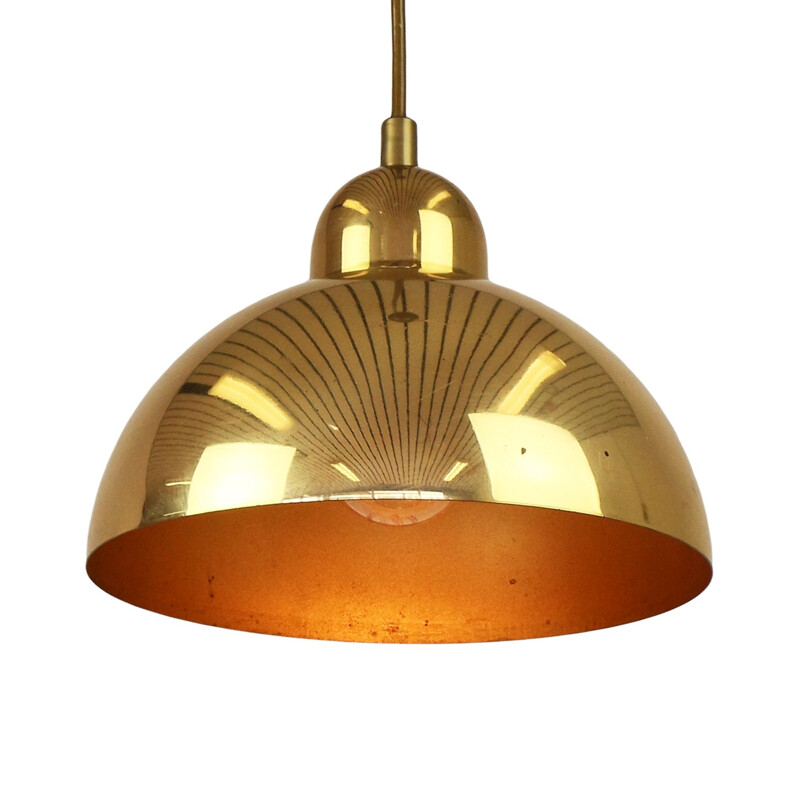 Golden metal vintage hanging lamp - 1970s