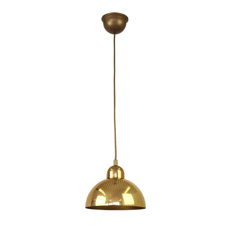 Golden metal vintage hanging lamp - 1970s