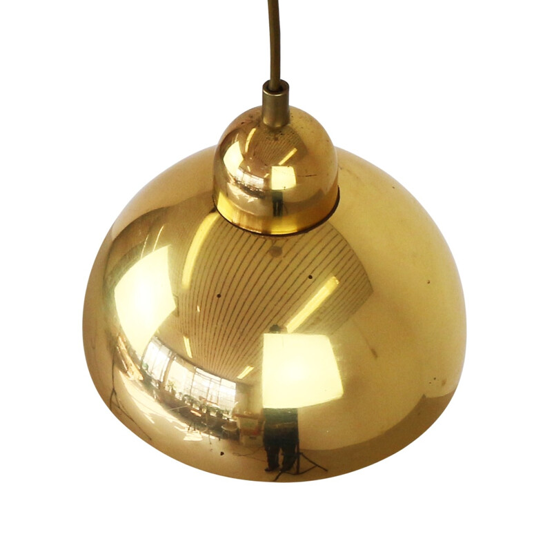 Golden metal vintage hanging lamp - 1970s