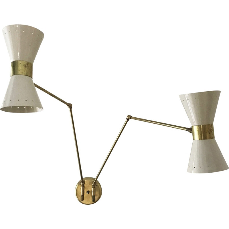 Articulated wall lamp with double arms - 1950s
