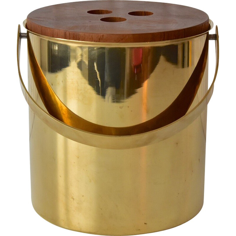 Arne Jacobsen brass large ice bucket by Stelton - 1950s