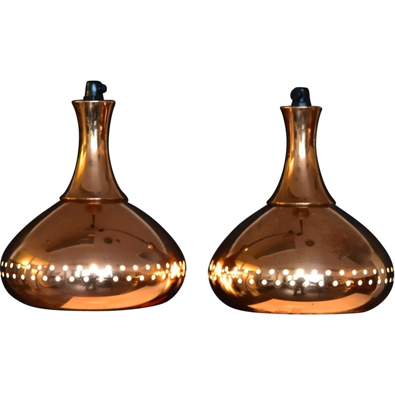 Copper pendant light by Hans Agne Jakobsson for AB Markaryd Sweden - 1950s 