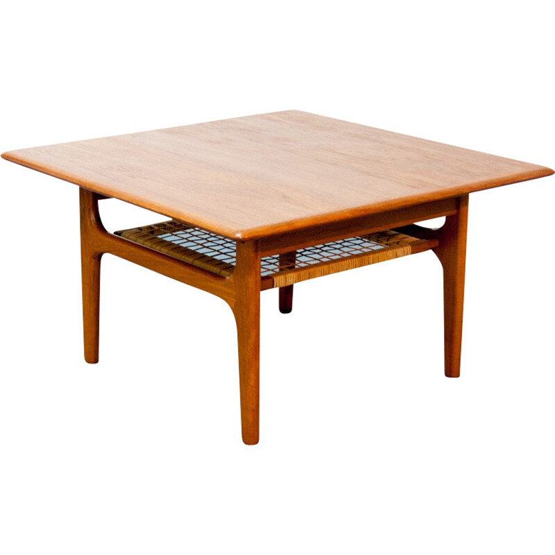 Table basse danoise carrée en bois - 1960