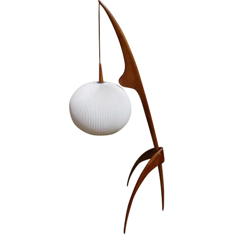 "Praying Mantis" white floor lamp by Jean Rispal - 1950s