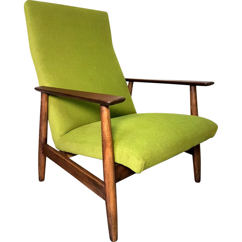 Fauteuil vintage vert en teck - 1960