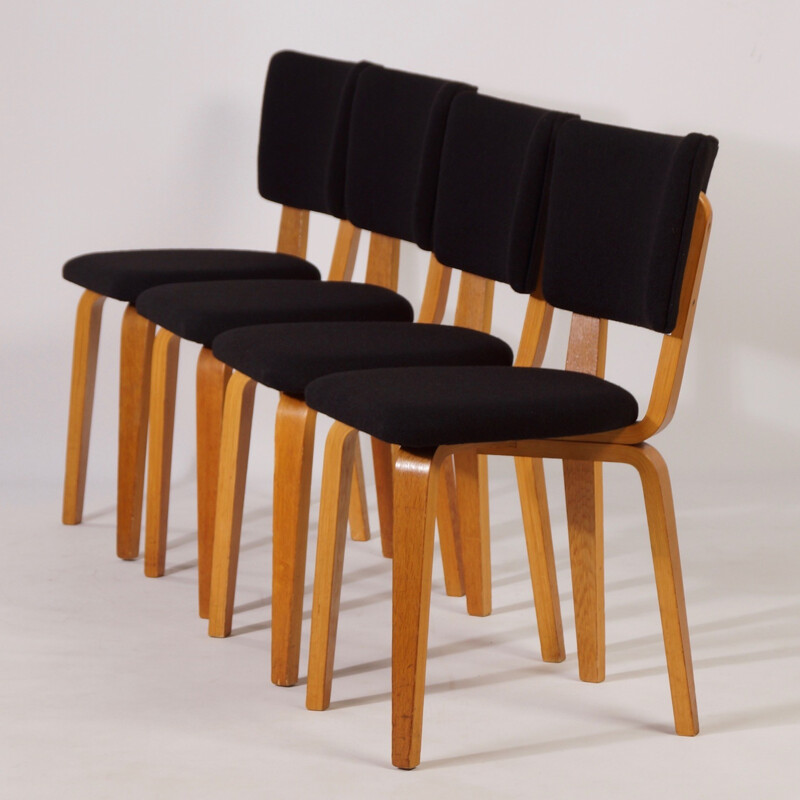 Set of 4 Birch Dining Chairs by Cor Alons for Den Boer Gouda - 1940s