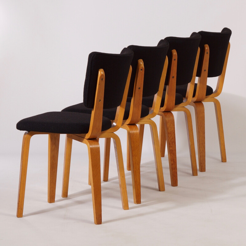 Set of 4 Birch Dining Chairs by Cor Alons for Den Boer Gouda - 1940s