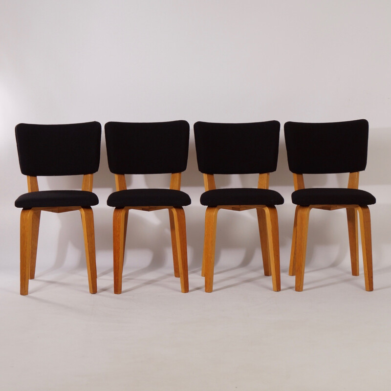 Set of 4 Birch Dining Chairs by Cor Alons for Den Boer Gouda - 1940s
