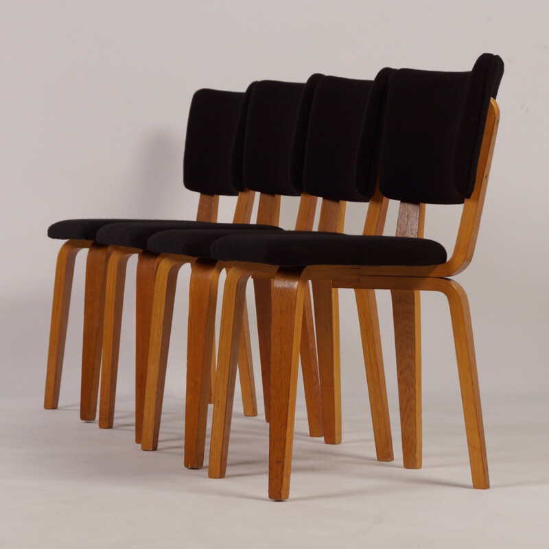 Set of 4 Birch Dining Chairs by Cor Alons for Den Boer Gouda - 1940s