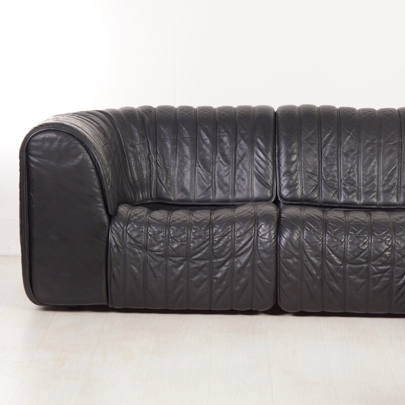 "DS-22" Sofa in Black Leather produced by De Sede - 1980s