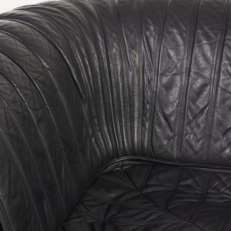 "DS-22" Sofa in Black Leather produced by De Sede - 1980s