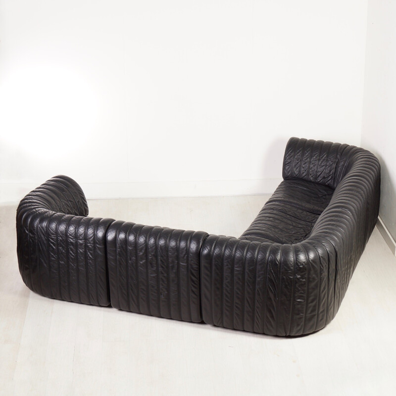 "DS-22" Sofa in Black Leather produced by De Sede - 1980s