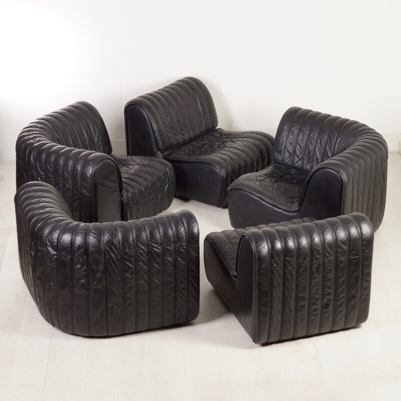 "DS-22" Sofa in Black Leather produced by De Sede - 1980s