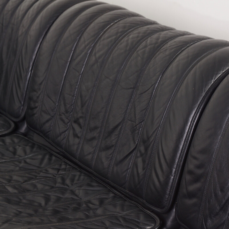 "DS-22" Sofa in Black Leather produced by De Sede - 1980s