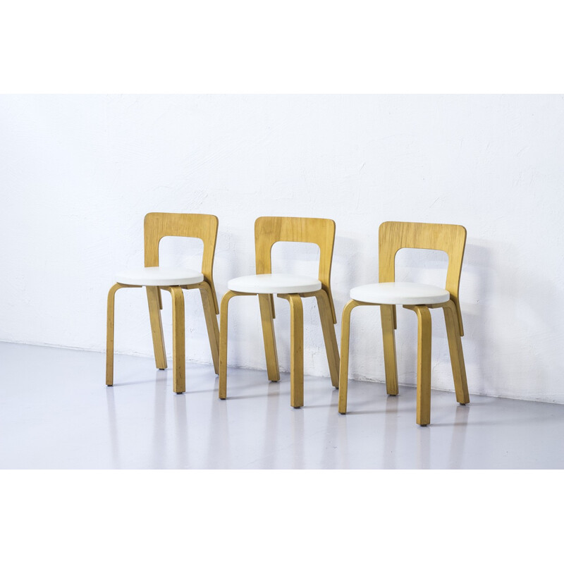 Set of 3 chairs model 65 by Alvar Aalto for Artek - 1970s