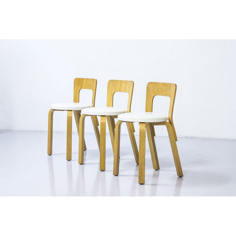 Set of 3 chairs model 65 by Alvar Aalto for Artek - 1970s