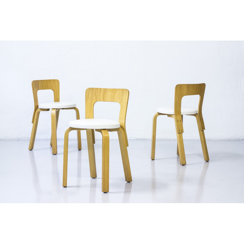 Set of 3 chairs model 65 by Alvar Aalto for Artek - 1970s