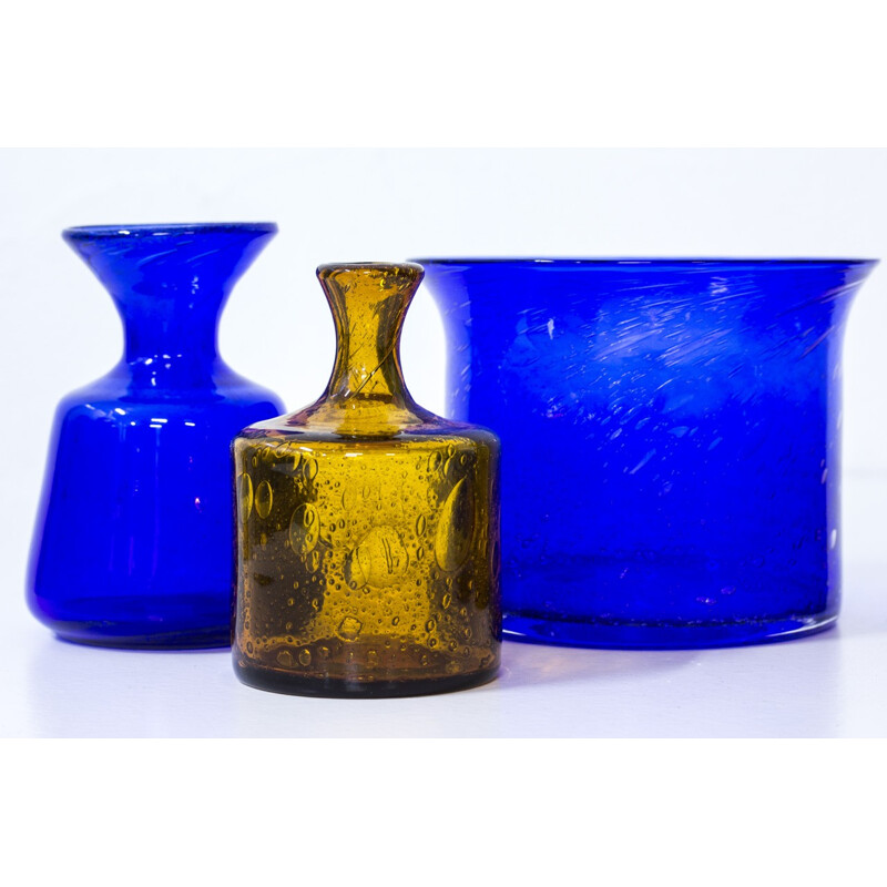 Set of 7 glass vases by Erik Höglund - 1950s 