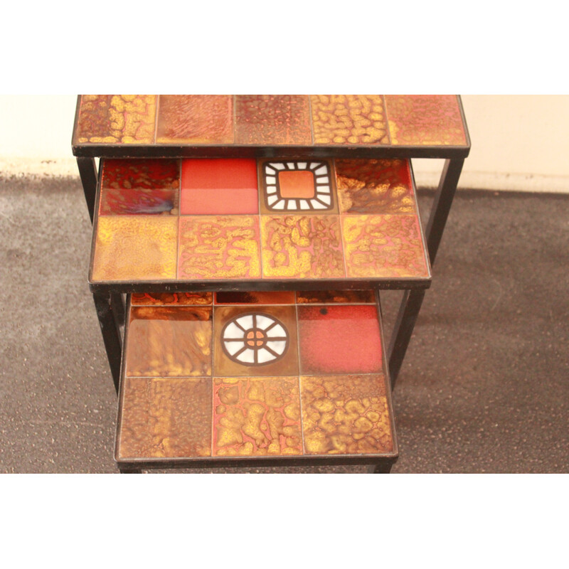 Set of 3 side tables by the workshop la Roue de Vallauris - 1950s