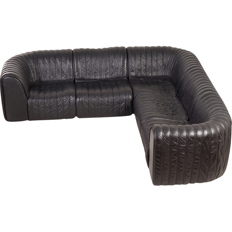 "DS-22" Sofa in Black Leather produced by De Sede - 1980s