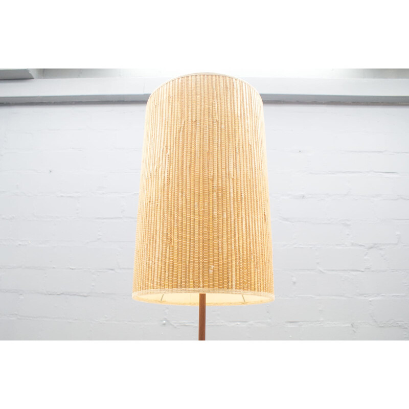 Vintage Teak, Bamboo, & Brass Floor Lamp - 1960s