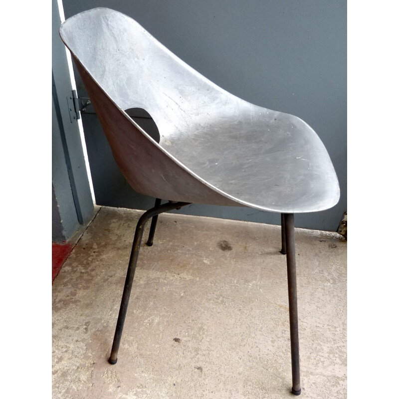 Chaise "Tulipe" aluminium, Pierre GUARICHE - années 50