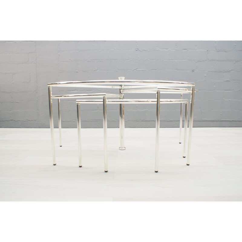 Adjustable Chrome Glass Coffee Table - 1970s