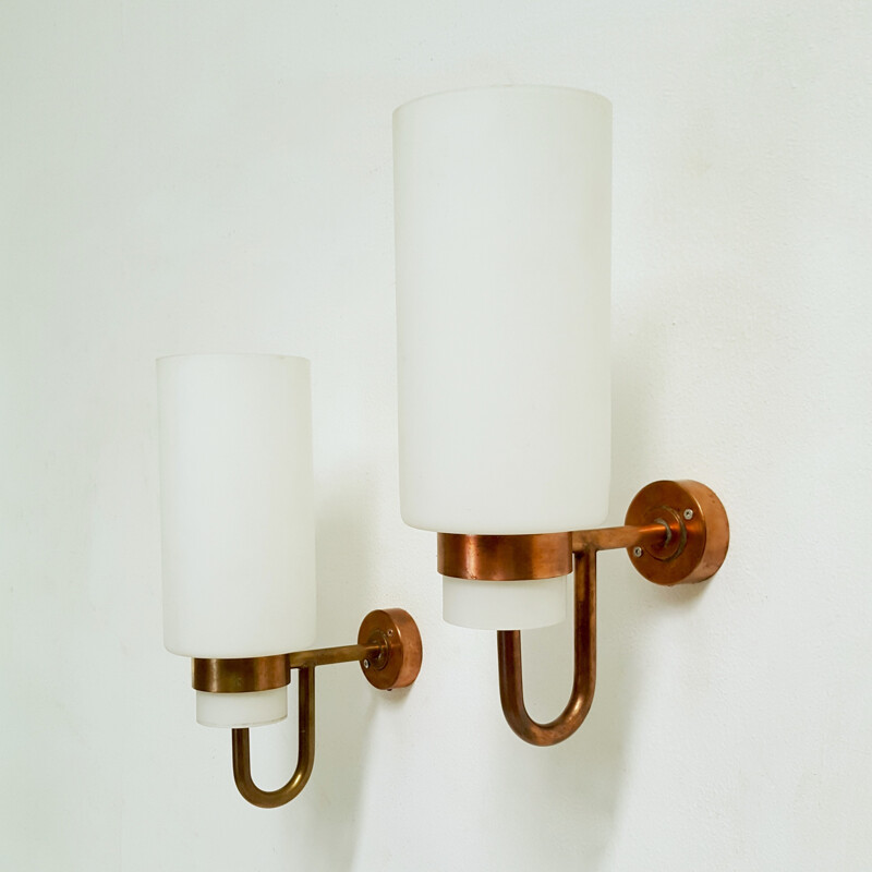 Pair of vintage copper wall lamps by Hans Agne Jakobsson - 1960s
