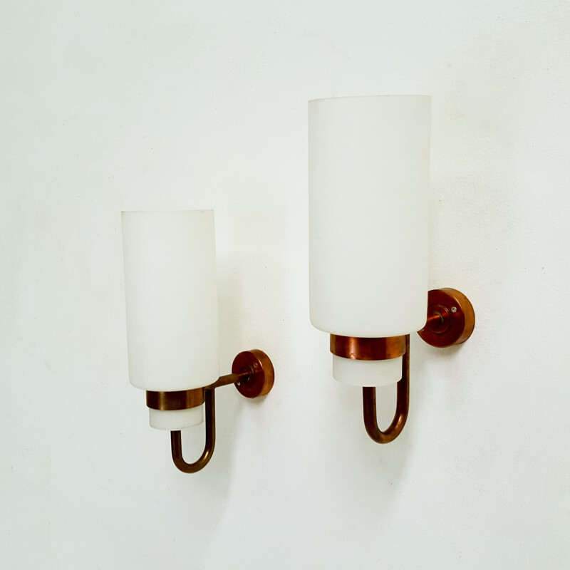 Pair of vintage copper wall lamps by Hans Agne Jakobsson - 1960s