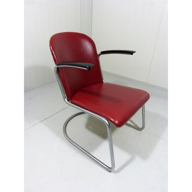 Vintage Tubular Lounge Chair Model 413 by W.H. Gispen - 1950s