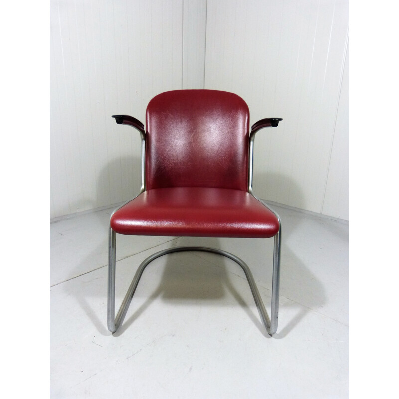 Fauteuil vintage tubulaire Modèle 413 de W.H. Gispen - 1950