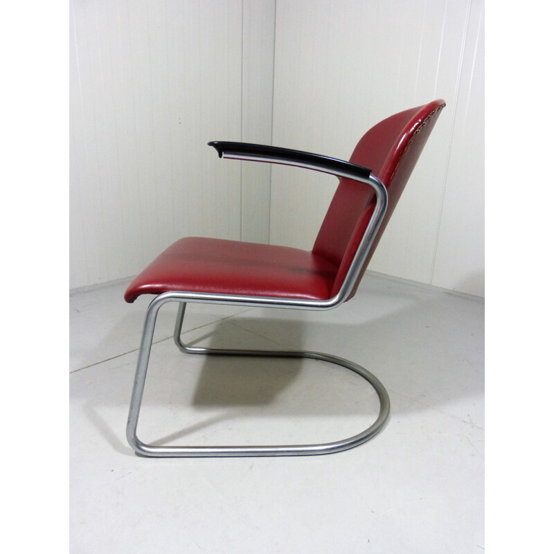 Fauteuil vintage tubulaire Modèle 413 de W.H. Gispen - 1950