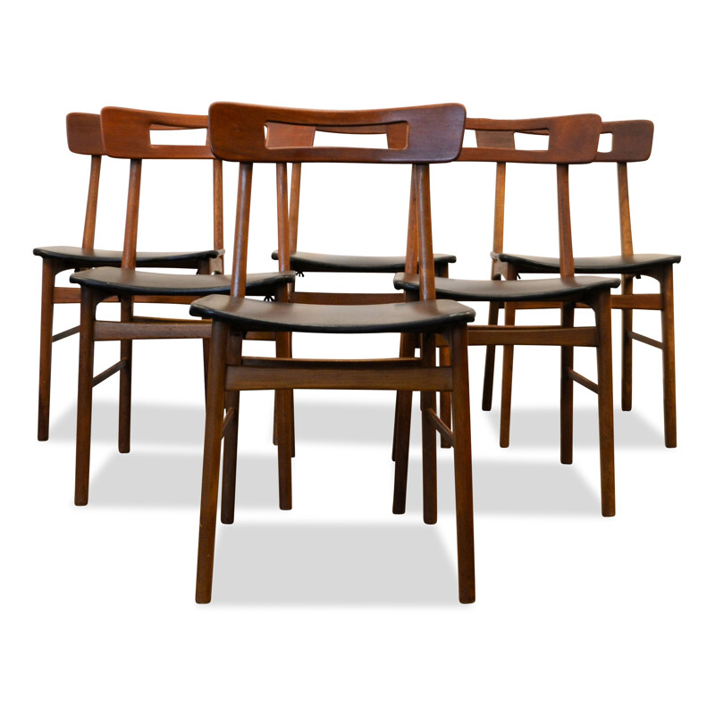 Set of 6 vintage teak dining chairs - 1950s