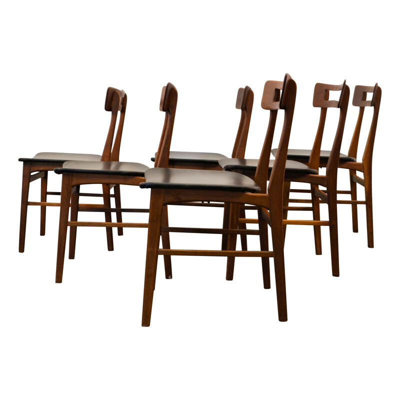 Set of 6 vintage teak dining chairs - 1950s