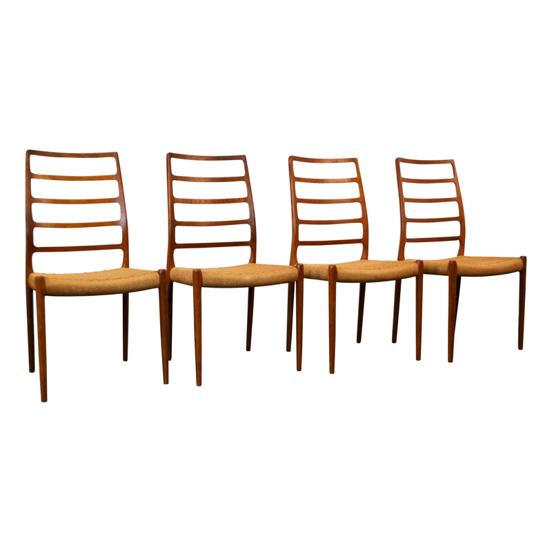 Set of 4 vintage teak dining chairs model 82 by Niels O. Møller - 1960s