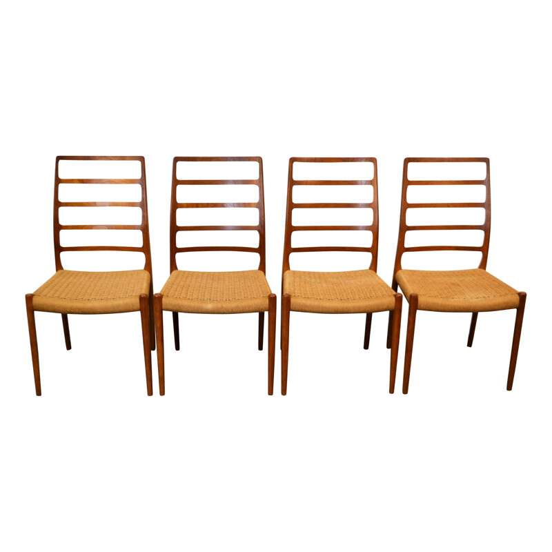 Set of 4 vintage teak dining chairs model 82 by Niels O. Møller - 1960s