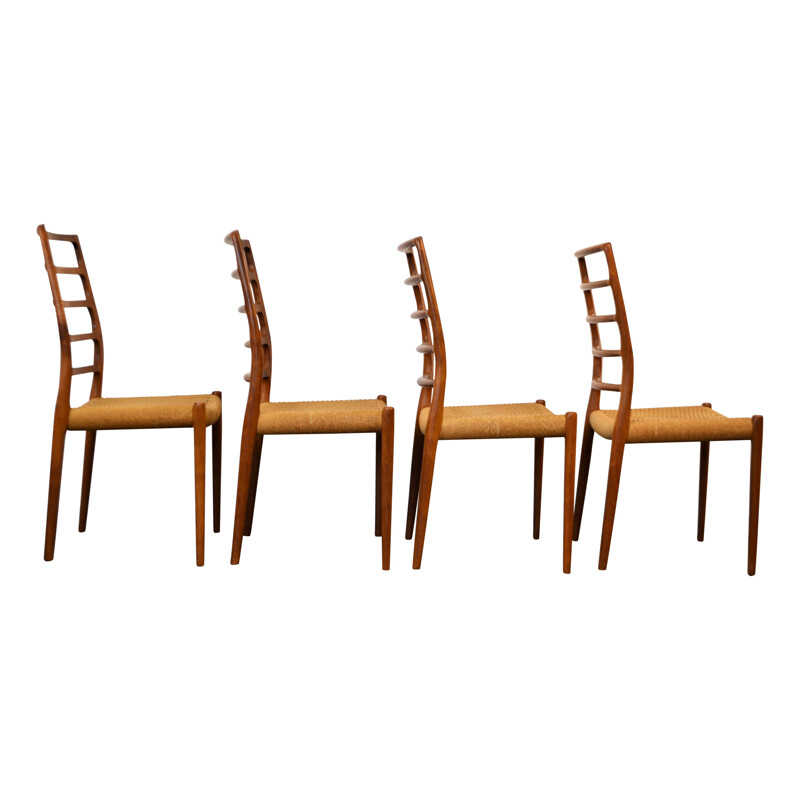 Set of 4 vintage teak dining chairs model 82 by Niels O. Møller - 1960s