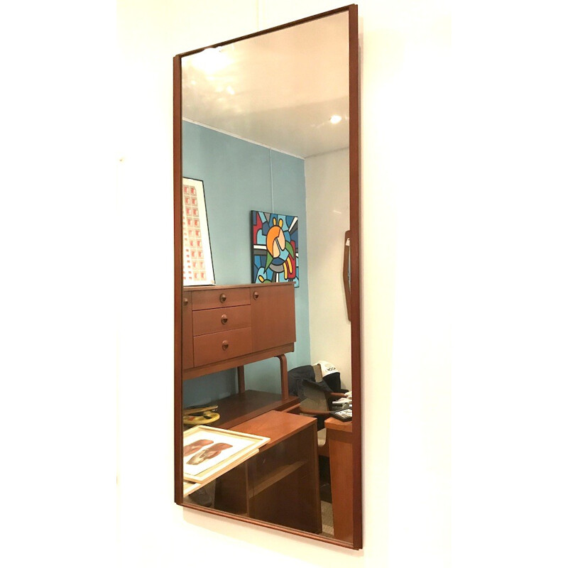 Miroir vintage en teck scandinave - 1960