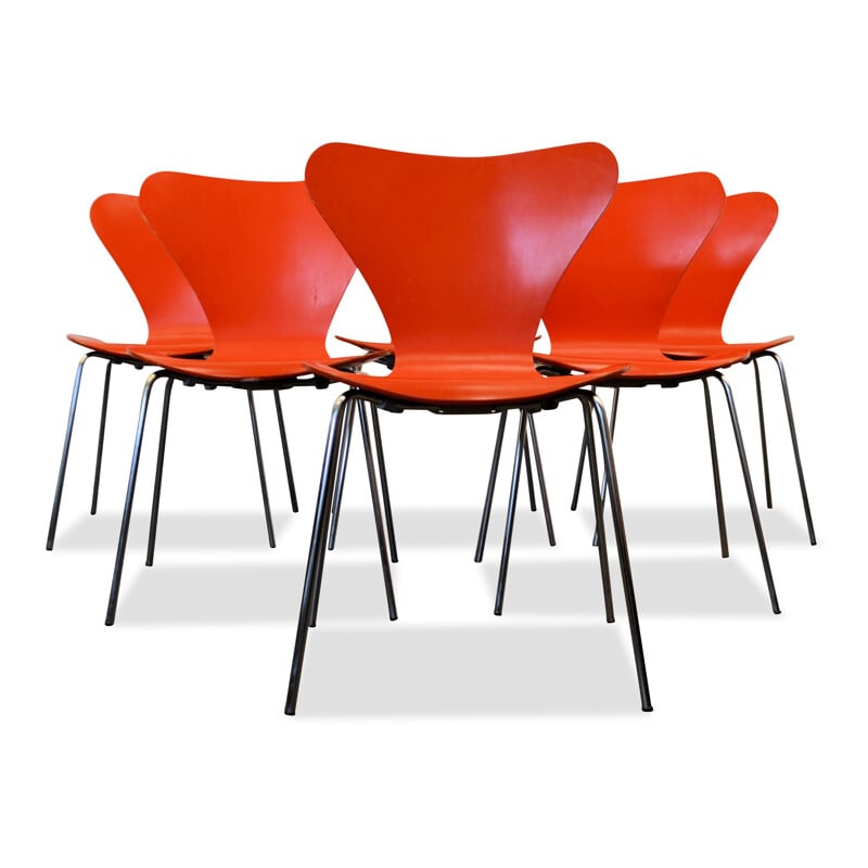 Suite de 6 chaises à repas "Butterfly" modèle 3107 d'Arne Jacobsen pour Fritz Hansen - 1960