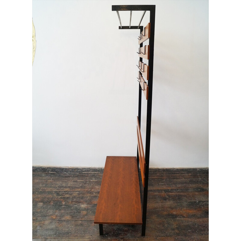 Vintage coat and shoe rack in teak - 1950s