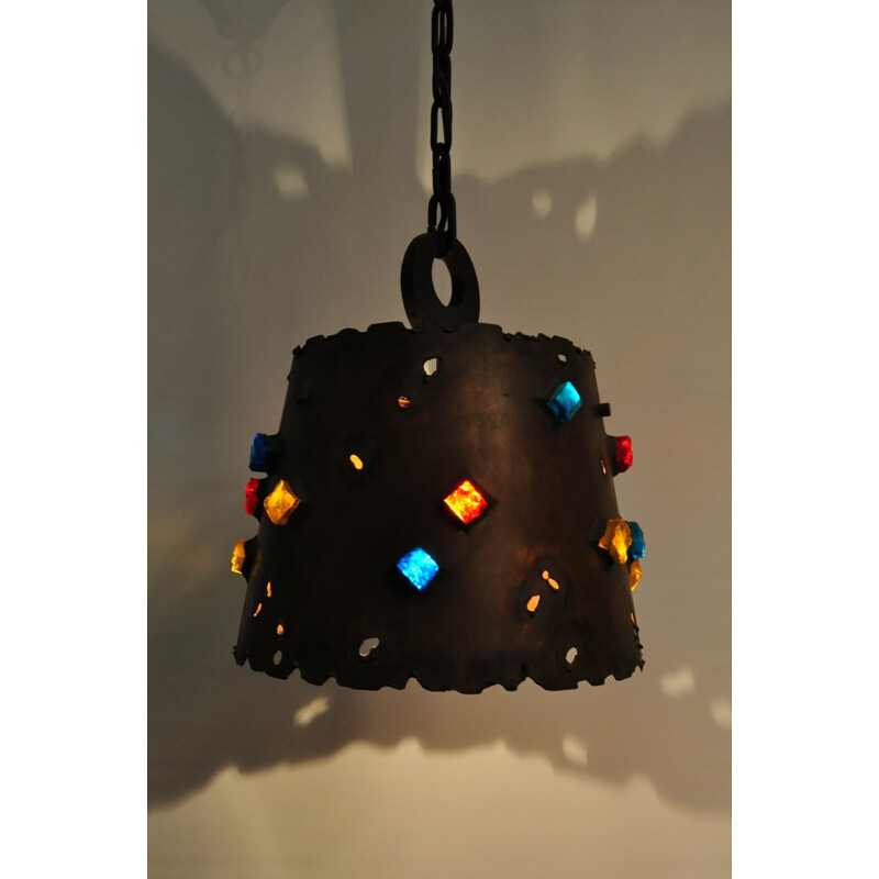 Brutalist Scandinavian hanging lamp - 1960s