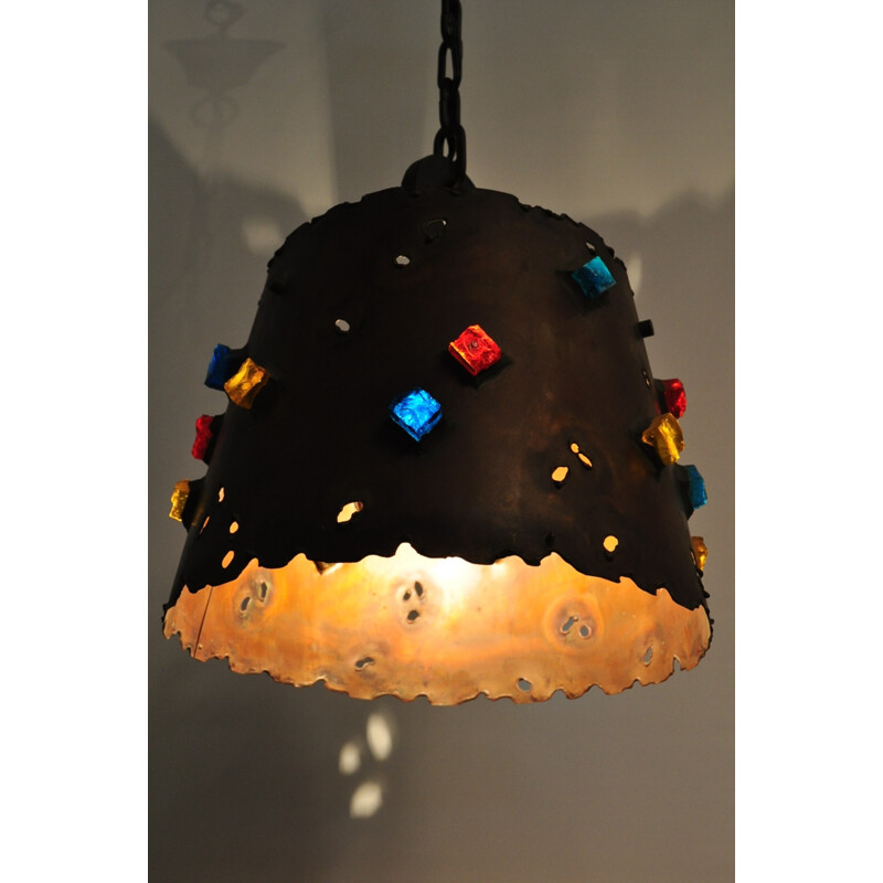 Brutalist Scandinavian hanging lamp - 1960s