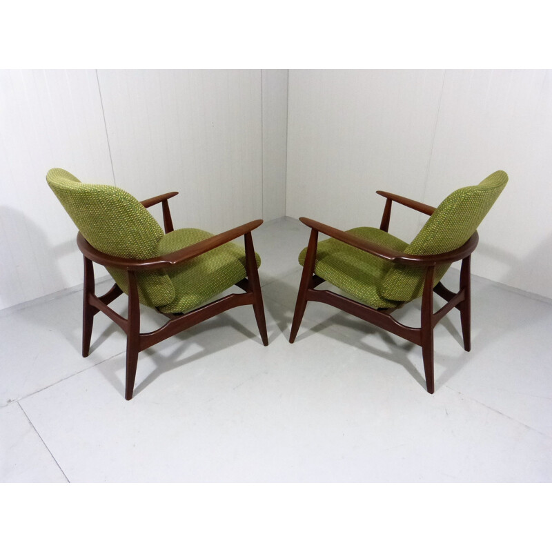 Pair of green lounge chairs by Louis van Teeffelen for WéBé - 1950s