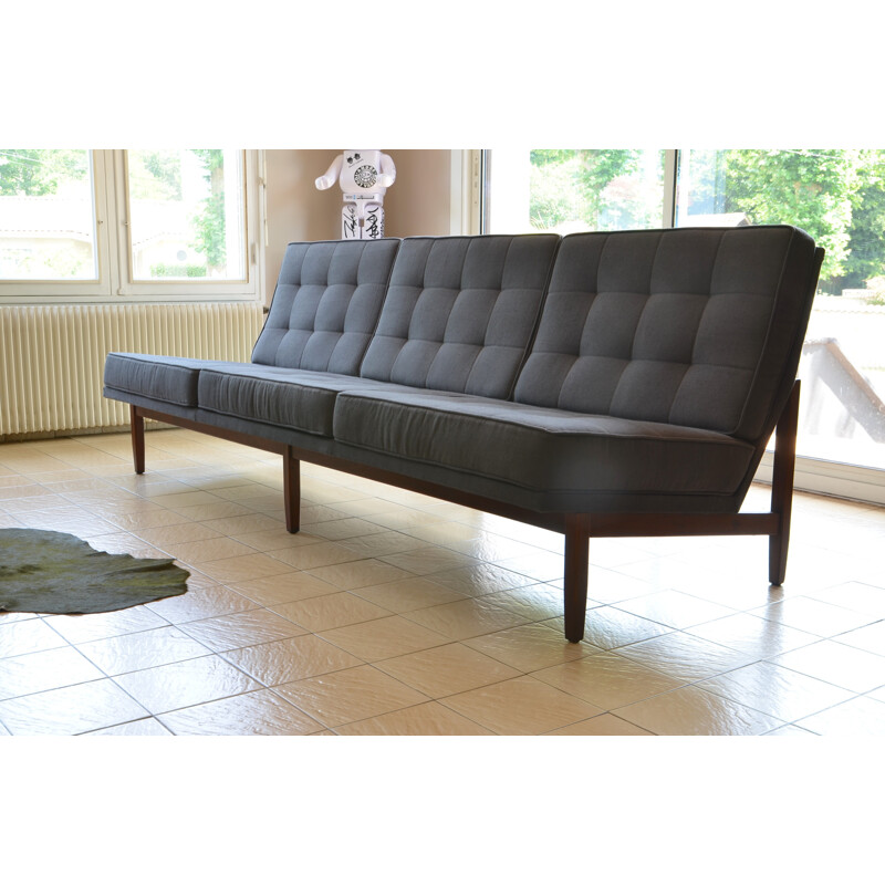 3 seater sofa in anthracite grey, Florence KNOLL - 1960s